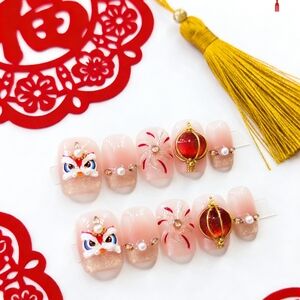 2026 "Prosperity Horse" 3D Artisan Press-On Nails Size S